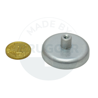 Pot magnet made of hard ferrite steel housing with threaded bush galvanised 36mm M4 | © Brugger GmbH