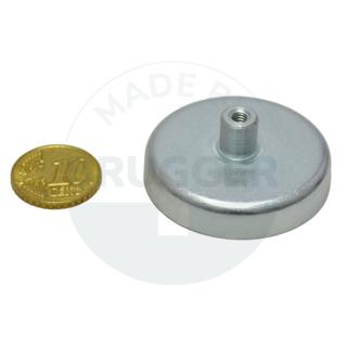 Pot magnet made of hard ferrite steel housing with threaded bush galvanised 40mm M4 | © Brugger GmbH