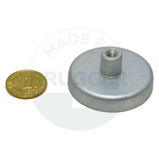 Pot magnet made of hard ferrite steel housing with threaded bush galvanised 40mm M5 | © Brugger GmbH