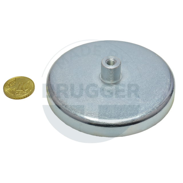 Topfmagnet aus Hartferrit Stahlgehäuse mit Gewindebuchse verzinkt 80mm M6 | © Brugger GmbH