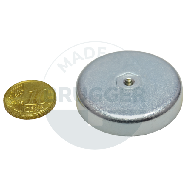 Topfmagnet aus Hartferrit Stahlgehäuse mit Innengewinde M4 verzinkt ⌀40mm | © Brugger GmbH