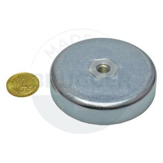 Topfmagnet aus Hartferrit Stahlgehäuse mit Innengewinde M8 verzinkt ⌀63mm | © Brugger GmbH
