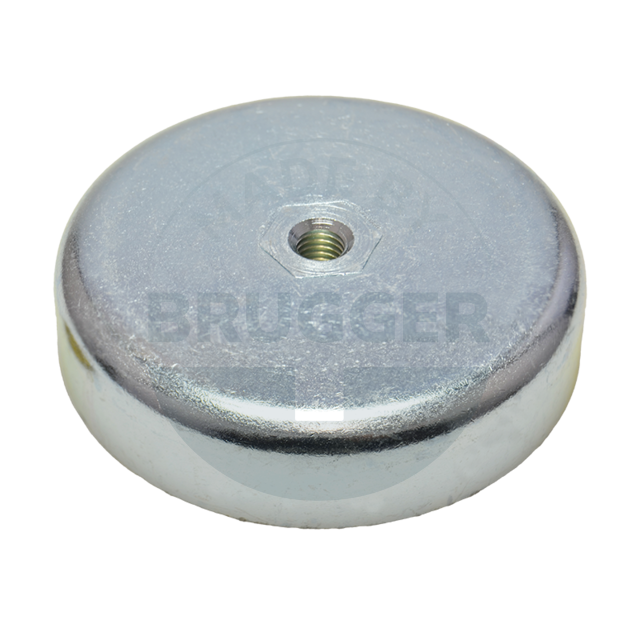 Topfmagnet aus Hartferrit Stahlgehäuse mit Innengewinde M8 verzinkt ⌀80mm | © Brugger GmbH