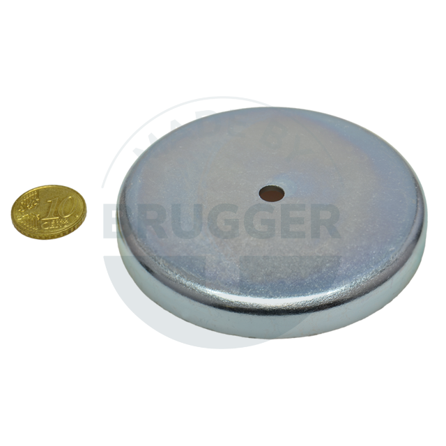 Topfmagnet aus Hartferrit Stahlgehäuse mit Zylinderbohrung verzinkt 80mm | © Brugger GmbH