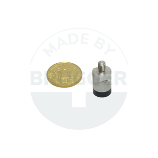 Topfmagnet aus NdFeB Edelstahlgehäuse mit Außengewinde gummierte Haftfläche 10mm M4 | © Brugger GmbH