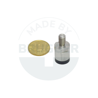 Topfmagnet aus NdFeB Edelstahlgehäuse mit Außengewinde gummierte Haftfläche 13mm M6 | © Brugger GmbH