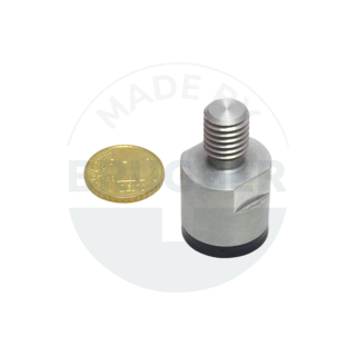 Topfmagnet aus NdFeB Edelstahlgehäuse mit Außengewinde gummierte Haftfläche 20mm M10 | © Brugger GmbH