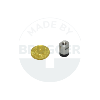 Aimant à pot en NdFeB boîtier en acier inoxydable avec filetage intérieur surface d'adhérence caoutchoutée 10mm M4 | © Brugger GmbH