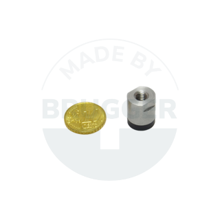 Aimant à pot en NdFeB boîtier en acier inoxydable avec filetage intérieur surface d'adhérence caoutchoutée 13mm M6 | © Brugger GmbH