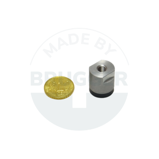 Aimant à pot en NdFeB boîtier en acier inoxydable avec filetage intérieur surface d'adhérence caoutchoutée 16mm M6 | © Brugger GmbH