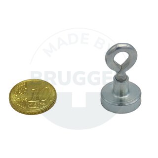 Pot magnet made of NdFeB, steel housing as a complete system with eyelet galvanised⌀16mm | © Brugger GmbH