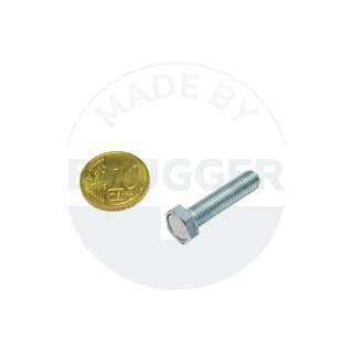 Topfmagnet aus NdFeB Stahlgehäuse mit Außengewinde und Außensechskant 10mm M6 | © Brugger GmbH