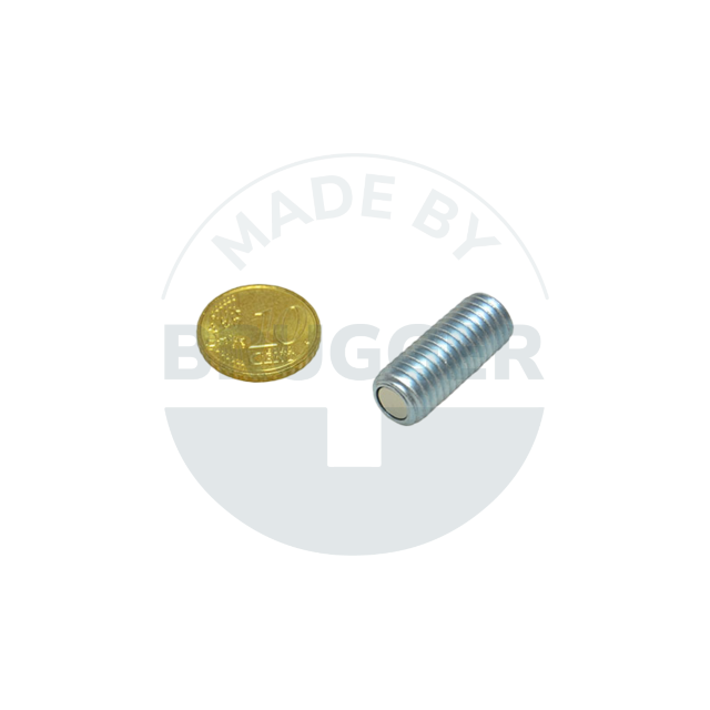 Topfmagnet aus NdFeB Stahlgehäuse mit Außengewinde und Innensechskant verzinkt M10 | © Brugger GmbH