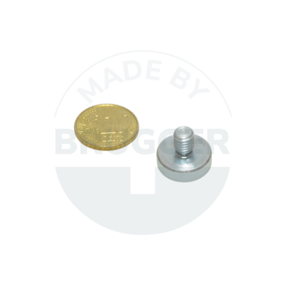 Topfmagnet aus NdFeB Stahlgehäuse mit Außengewinde verzinkt 16mm M6x8 | © Brugger GmbH