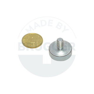 Topfmagnet aus NdFeB Stahlgehäuse mit Außengewinde verzinkt 20mm M6x10 | © Brugger GmbH