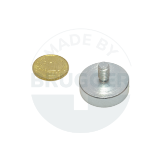 Topfmagnet aus NdFeB Stahlgehäuse mit Außengewinde verzinkt 25mm M6x10 | © Brugger GmbH
