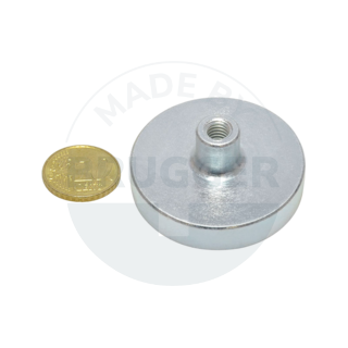 Aimant à pot en NdFeB boîtier en acier avec douille filetée galvanisé 40mm | © Brugger GmbH