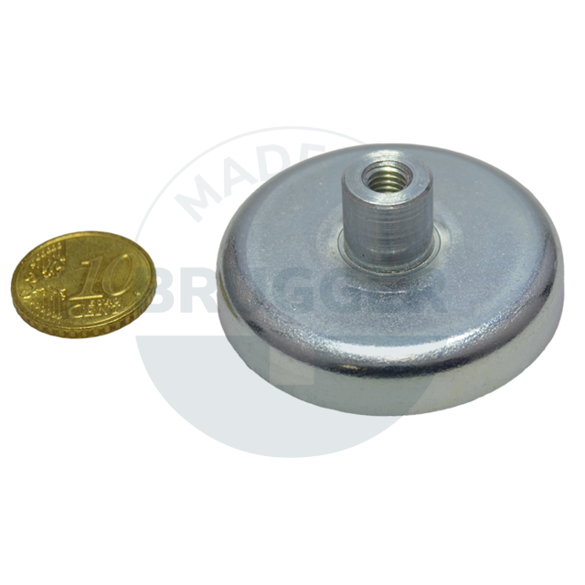 Topfmagnet aus NdFeB Stahlgehäuse mit Gewindebuchse verzinkt  | © Brugger GmbH