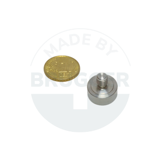 Aimant à pot en SmCo boîtier en acier inoxydable avec filetage extérieur soudage étanche jusqu'à 350°C 16mm | © Brugger GmbH