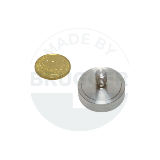 Aimant à pot en SmCo boîtier en acier inoxydable avec filetage extérieur soudage étanche jusqu'à 350°C 25mm | © Brugger GmbH