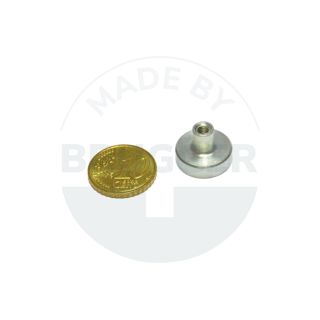Pot magnet of SmCo steel housing with threaded bush galvanised 16mm | © Brugger GmbH
