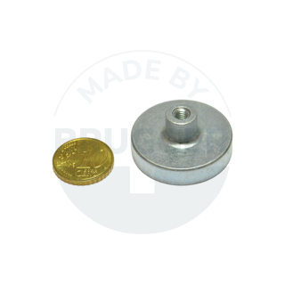 Pot magnet of SmCo steel housing with threaded bush galvanised 32mm | © Brugger GmbH