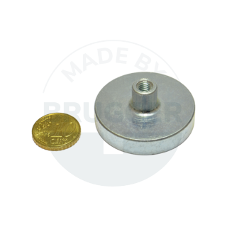 Pot magnet of SmCo steel housing with threaded bush galvanised 40mm | © Brugger GmbH