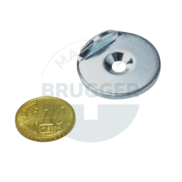 Metallscheibe mit Bohrung und Senkung, Anschlagkante 90° | © Brugger GmbH