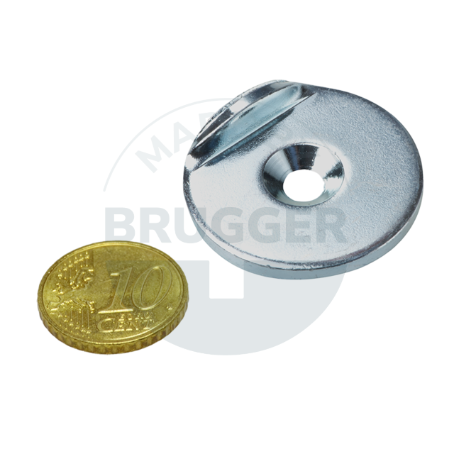 Metallscheibe mit Bohrung und Senkung, Anschlagkante 90° | © Brugger GmbH