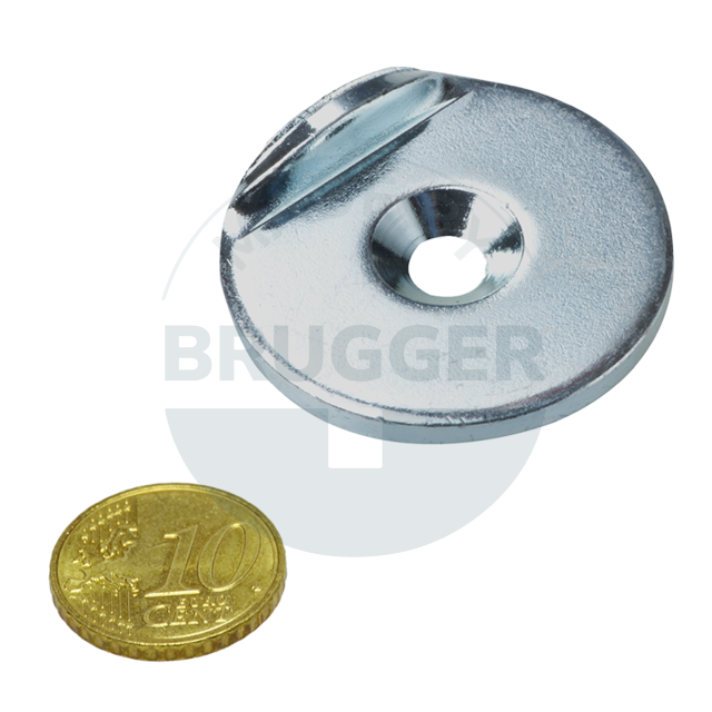 Metallscheibe mit Bohrung und Senkung, Anschlagkante 90° | © Brugger GmbH