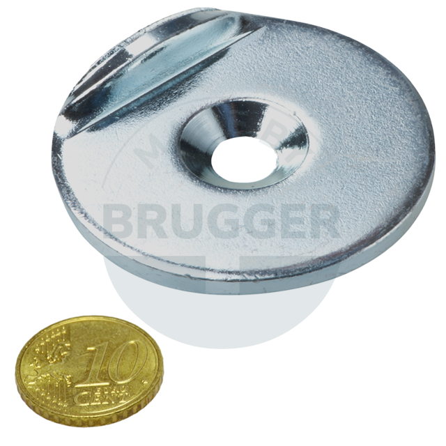 Metallscheibe mit Bohrung und Senkung, Anschlagkante 90° | © Brugger GmbH