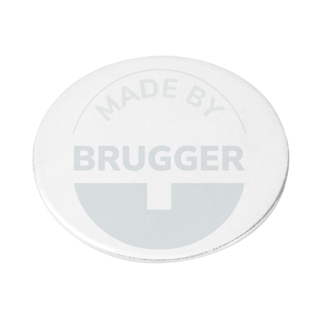 Metallscheibe mit Doppelklebeband (3M Scotch-Mount 4032) | © Brugger GmbH