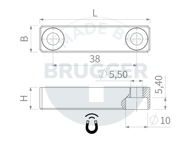 technische Zeichnung Magnetbeschläge | © Brugger GmbH