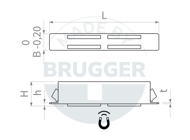 technische Zeichnung Magnetbeschläge | © Brugger GmbH