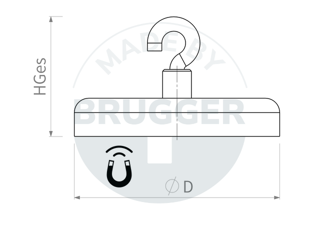 technische Zeichnung Hakenmagnete aus Hartferrit rund weiß Lackiert | © Brugger GmbH