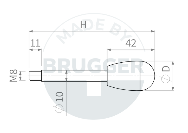 technische Zeichnung Griffe mit Außengewinde | © Brugger GmbH