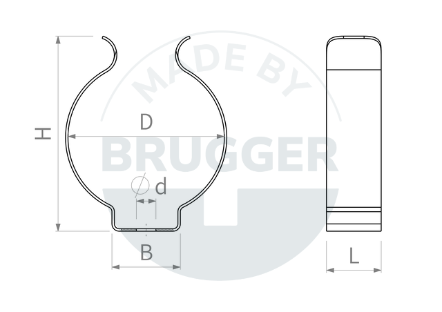 technische Zeichnung verzinkte Metallklammer zum Aufschrauben auf Systeme | © Brugger GmbH